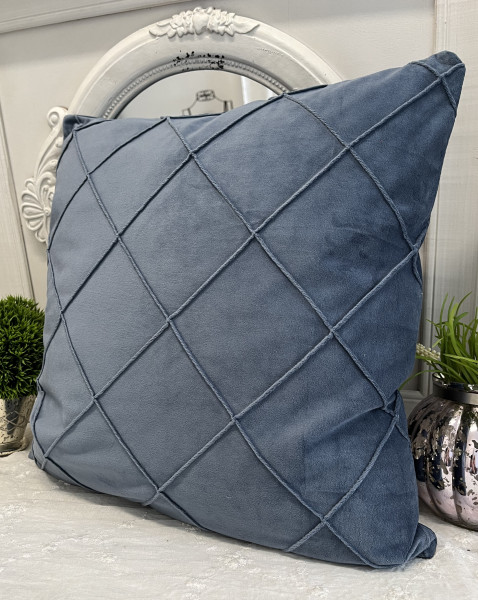 Kissen Bezug Hülle Jonny Samt Denim 50x50 cm Deko Landhaus Polyester