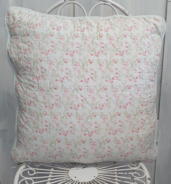 Kissenbezug TÜRKIS ROSE 50x50cm pastell Landhaus Shabby Chic Baumwolle