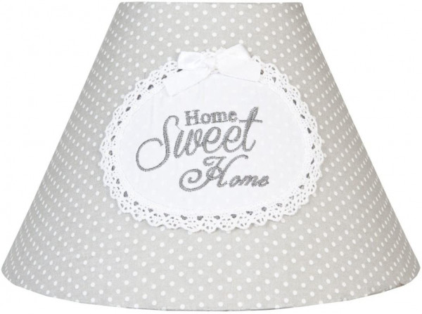 Lampenschirm SWEET HOME weiß grau Stoff 22 x15 cm E27 Punkte