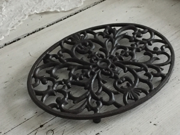 Topf Untersetzer Gusseisen braun oval