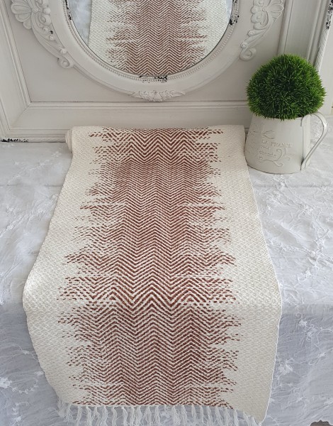 Tischläufer TARY 40x140 Offwhite Dunkelrosa Animal Print Landhaus Baumwolle