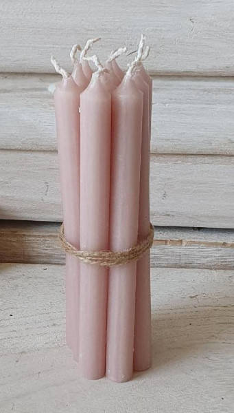 Kerzen Mini Stabkerzen puderrosa 10er Set ungebündelt 13x1,2 cm