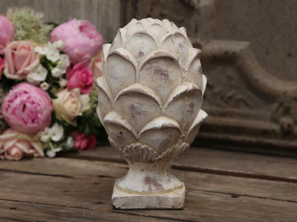 Deko Element Keramik Pinienzapfen Garten Französischer Landhausstil Cream