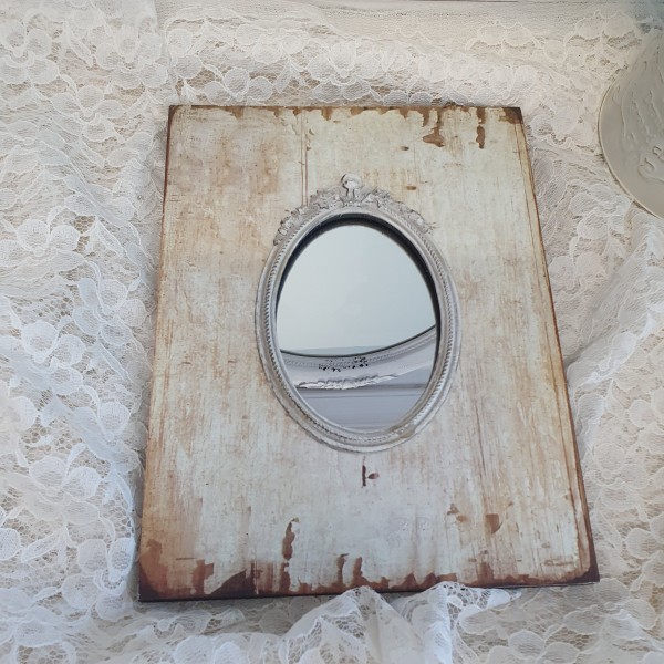 Wandspiegel PUTTE 30x23cm Shabby offwhite braun