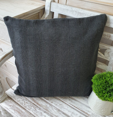 Kissen Bezug Hülle ANIKA Schwarz 50 x 50 cm Used Look Baumwolle Landhaus Kissen Bezug Hülle ANIKA Schwarz 50 x 50 cm Used Look Baumwolle Landhaus