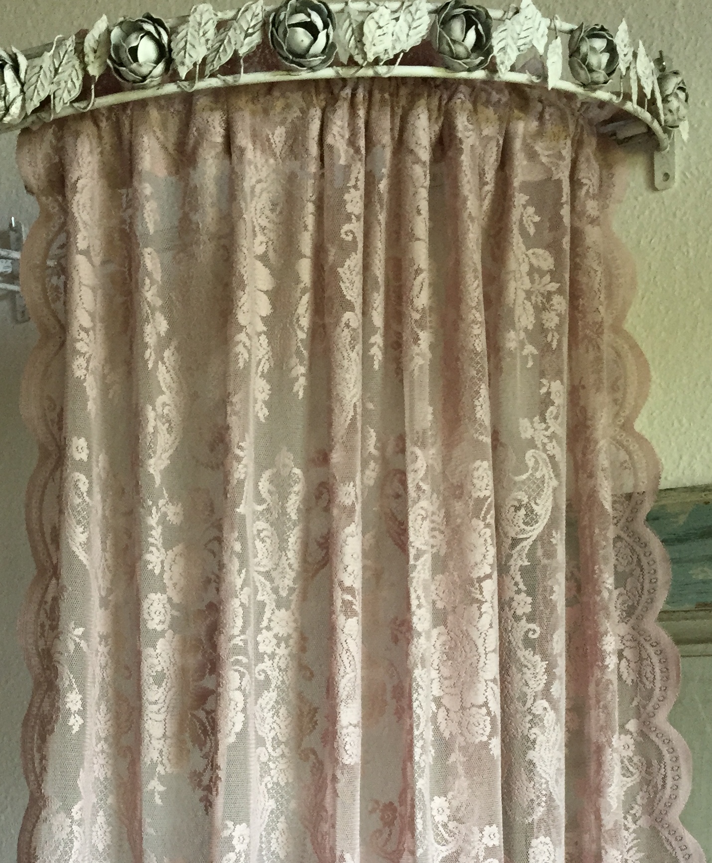 Jeeman Blumen Spitzen Vorhang 45x100cm | Vintage Kurzvorhang Für Küche & Wohnzimmer - Weiß