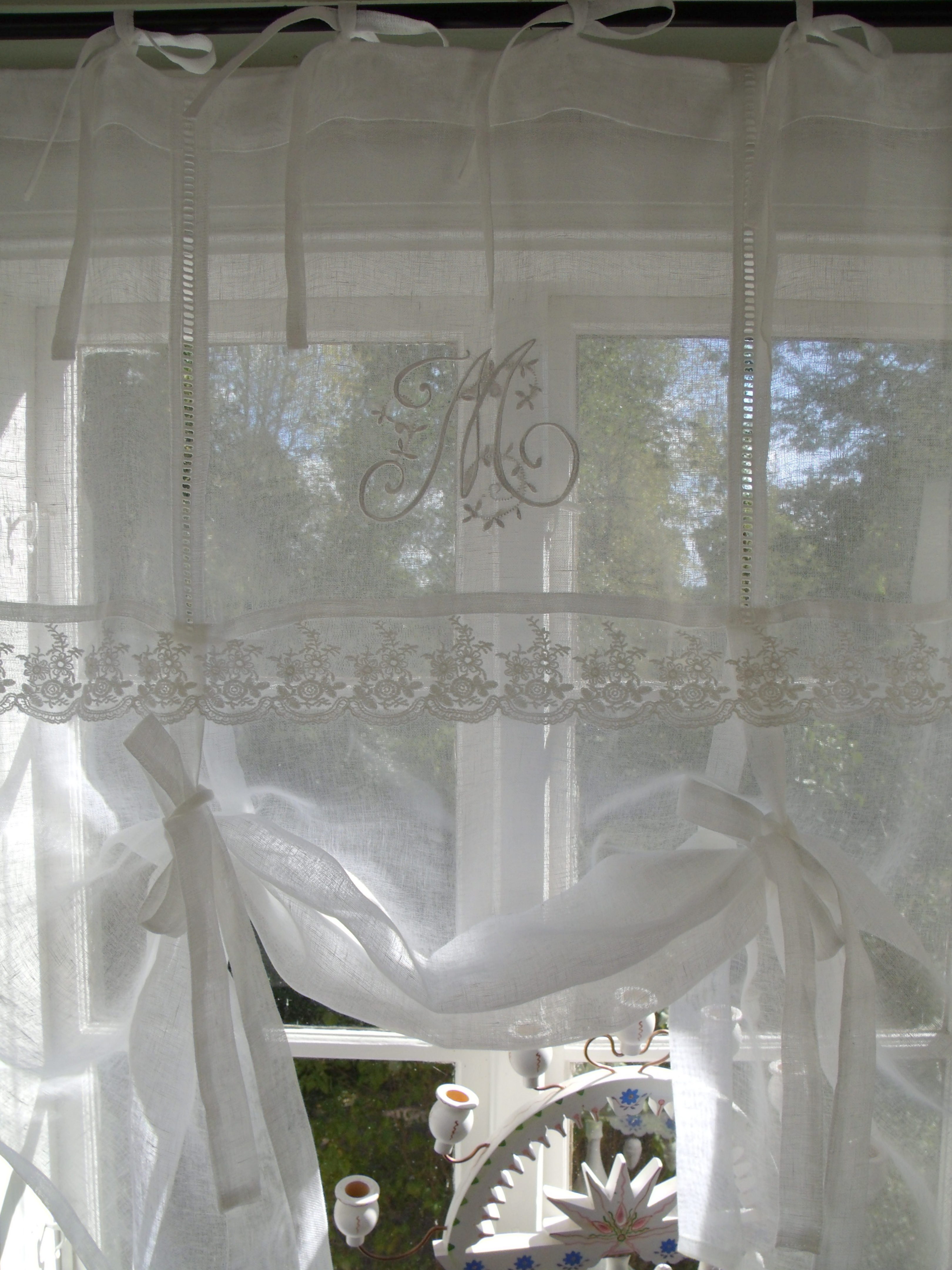 Vorhang Gardine Scheibengardine Bestickt Gardine aus Polyester Landhaus Shabby 