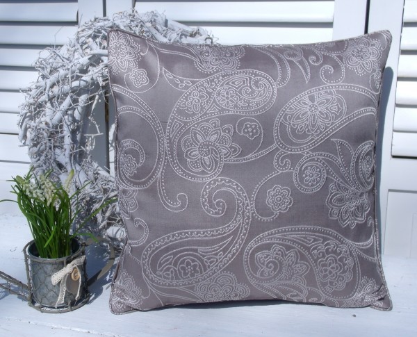 B Ware Kissenbezug ICE MOCCA 45x45 cm Allover Ornament Stickerei Edel Polyester