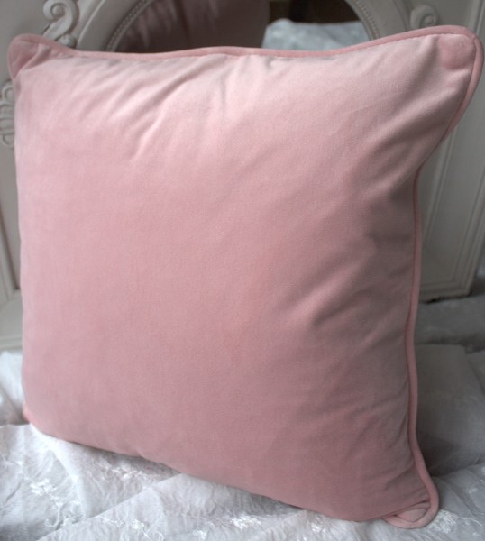 Kissen Bezug Hülle GABRIELLA Samt Puder Rosa 45x45 Polyester Landhaus