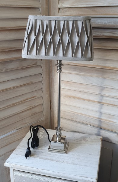 Designer Tischlampe EDEL Sand Stoff oval E27 25-21-14 rechteckig