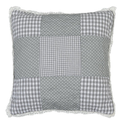B-Ware Kissenbezug GREY CHECK 50x50 cm Grau Weiß Häkelbordüre Baumwolle B-Ware Kissenbezug GREY CHECK 50x50 cm Grau Weiß Häkelbordüre Baumwolle