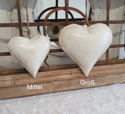 Deko Herz OFFWHITE 27x12x27 cm Shabby Chic Landhaus Türdekoration Türkranz Deko Herz OFFWHITE 27x12x27 cm Shabby Chic Landhaus Türdekoration Türkranz