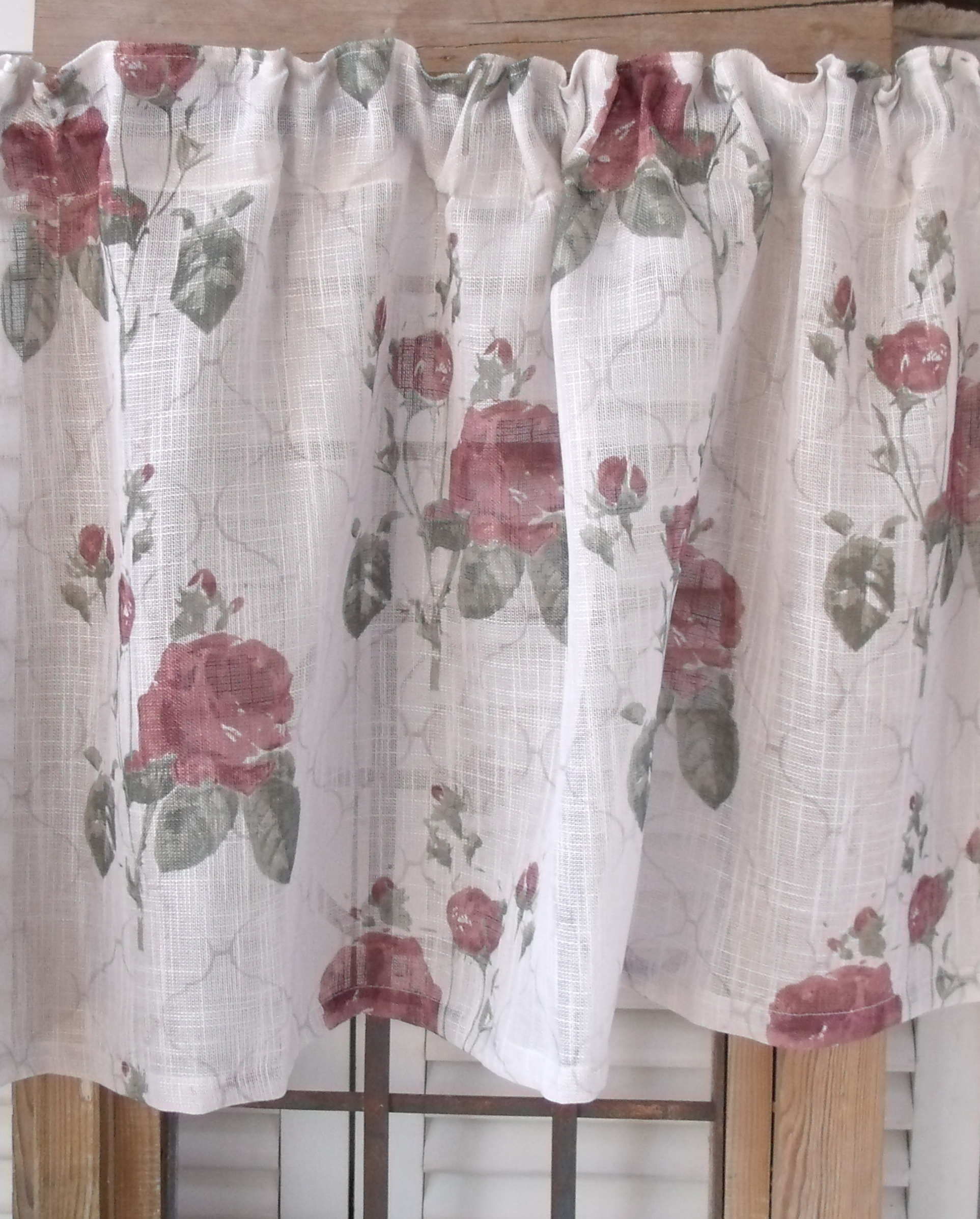 Jeeman Baumwoll Gardinen - Romantische Lochspitzen Vorhänge | Landhausstil Küchengardinen