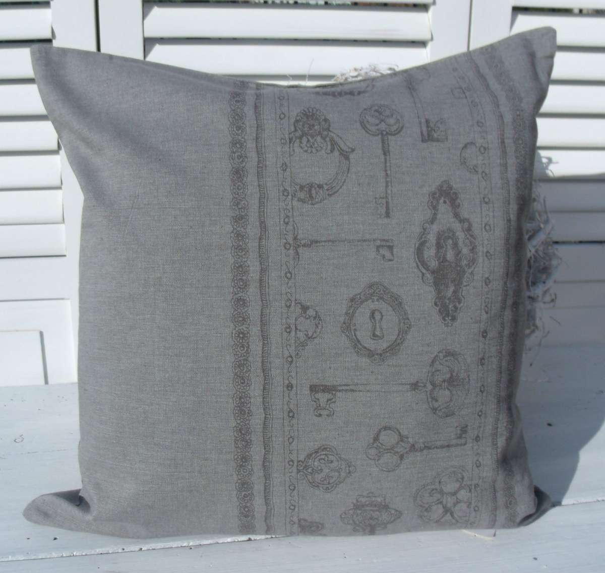 Clayre & Eef Kissenbezug KEY 50x50 cm Grau Baumwolle | Kissenbezüge | Kissen
