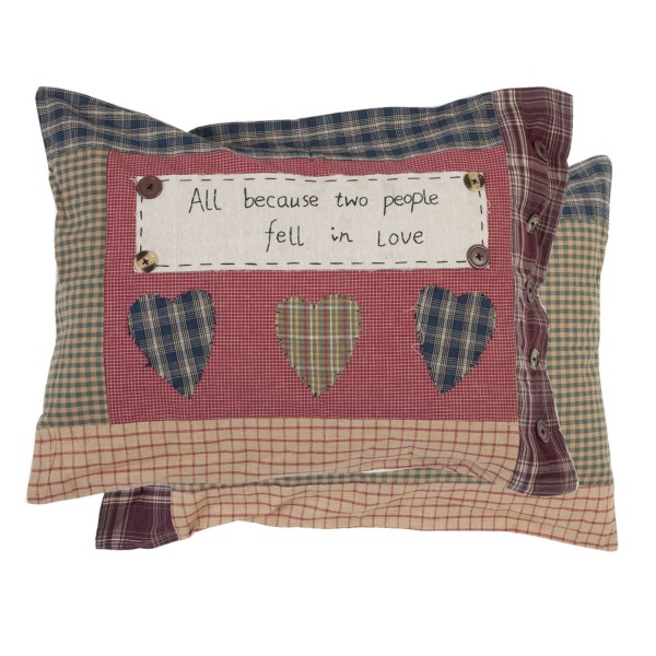 Kissen DINA mit Inlett 35x50 cm Spruch Herz Karo Cottage Cushion Deko Baumwolle