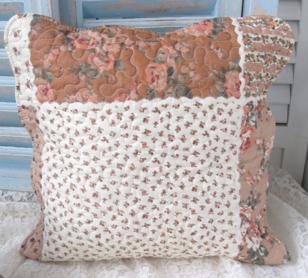 Kissenbezug DORA 40x40 cm Creme Braun Natur Blumen Rosen Polyester Baumwolle