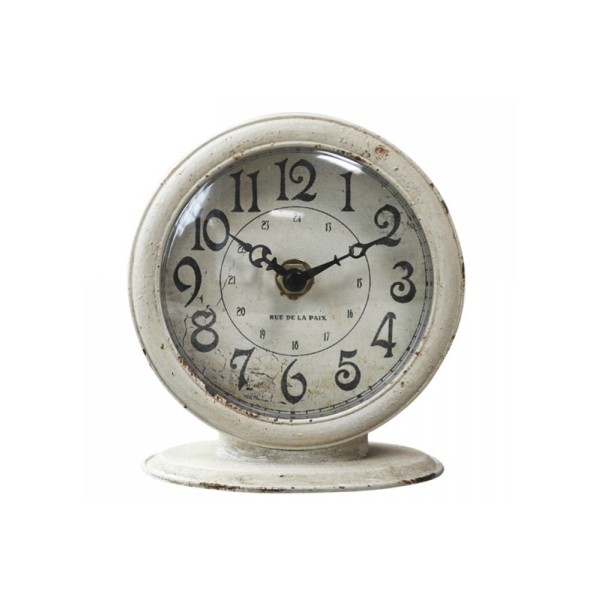 Kaminuhr Tischuhr CLOE H13/L12/B6 cm Antique Creme Vintage Shabby