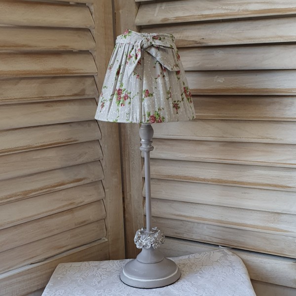 Tischlampe ASTRID Grau E27 Blumen Floral Landhaus