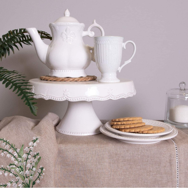 Teekanne weiß offwhite Keramik 1,1 L Shabby Landhaus