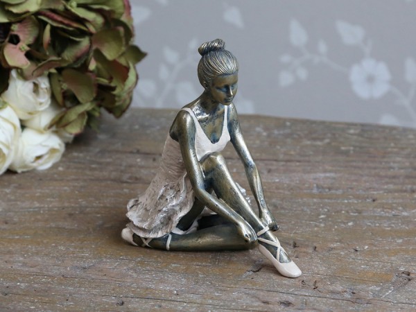 Ballerina Sitzend Antique Gold Gewischt Alt Rosa H 14 x D 14 Dekoration Landaus