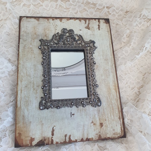 Wandspiegel ANGEL 30x23cm Shabby offwhite braun