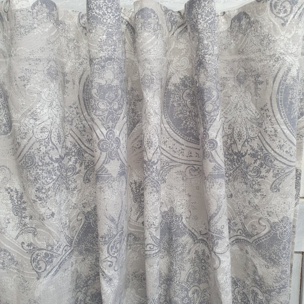 Vorhang PENNY Grau Weiß Greige 115x250 cm 2 Stück Paisley Baumwolle