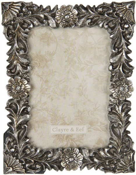 Bilderrahmen Fotorahmen Silber Blumen 20 x 2 x 15 cm / 10 x15 cm Shabby Landhaus