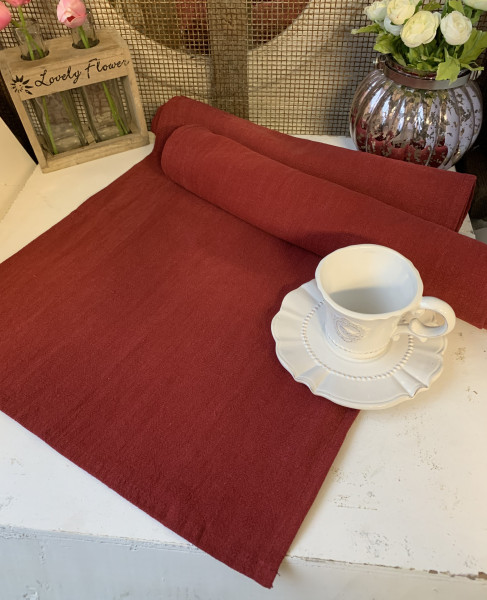 Tischläufer PINO Rot 40 x 140 cm 85% Rami 15% Baumwolle Landhaus