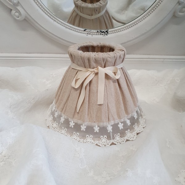 Lampenschirm MIRIAM Natur Spitze Leinenartig Landhaus E 27