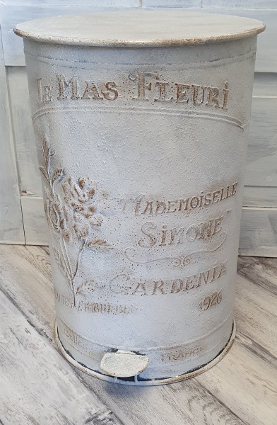 Treteimer Mülleimer 29*35*45 Nostalgie Metall Shabby grau natur