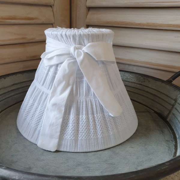 Lampenschirm LENJA weiß Landhaus E27 Stoff Landhaus Shabby