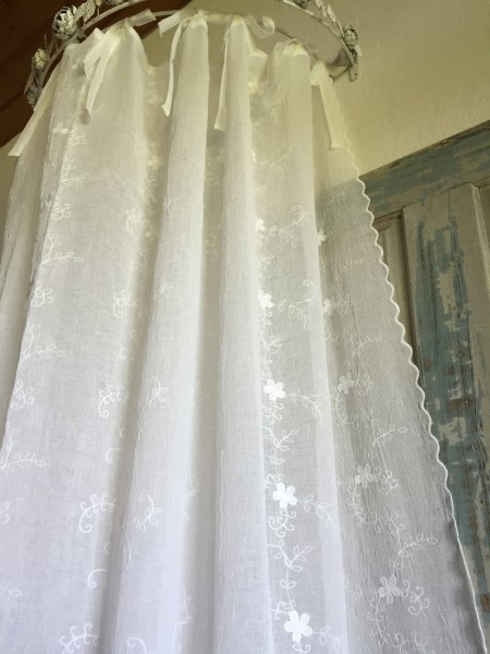 B Ware Offwhite Gardinen Schal JOLINA Bestickt 200x300 cm Shabby Vintage Landhaus