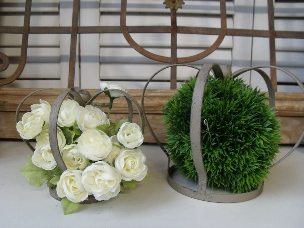 Deko Krone ANTIK KLEIN taupe grau braun Shabby Vintage Brocante