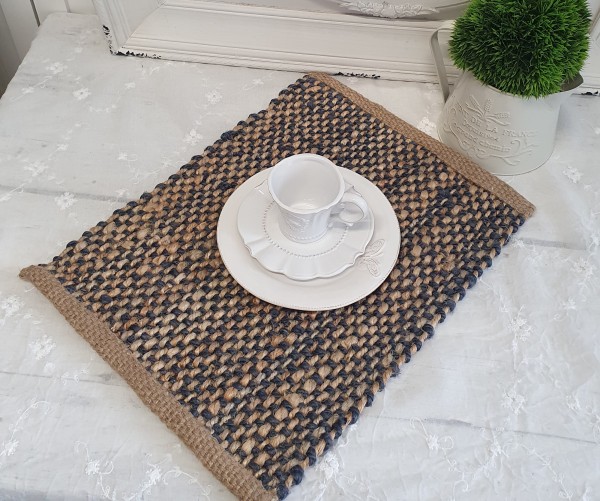 Tischset Platzset Blau Natur Jute 2 Stück