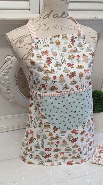 KINDER Küchenschürze PRALINE 48x56 cm pastell Baumwolle Landhaus