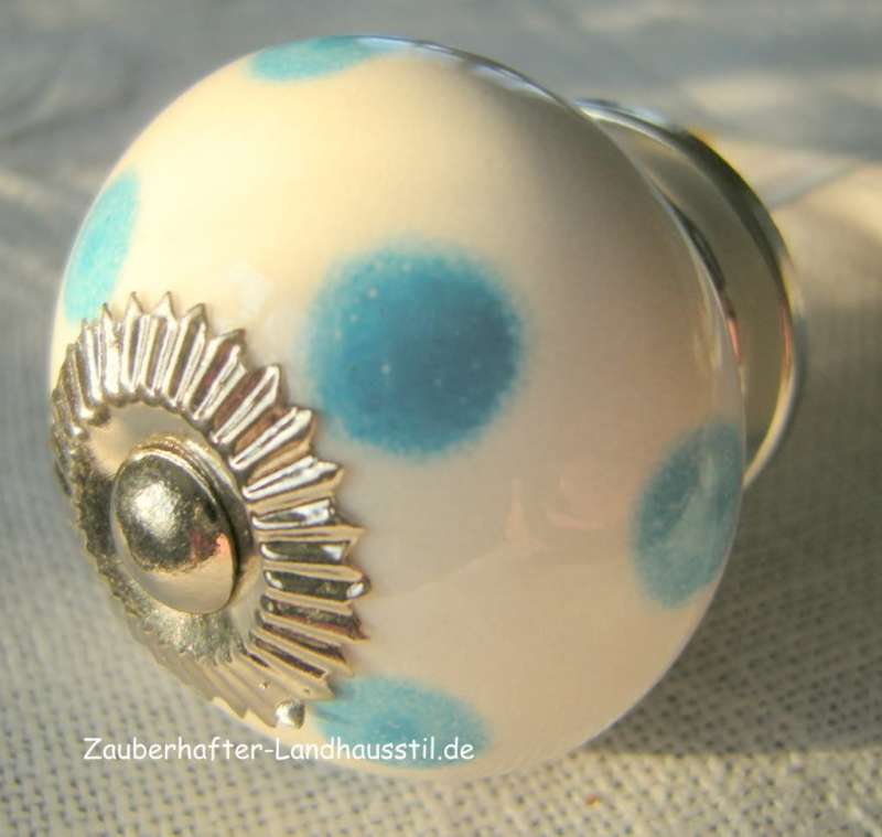 Schrankknopf Porzellanknopf HELLBLAU PUNKTE | Möbelknöpfe & Griffe