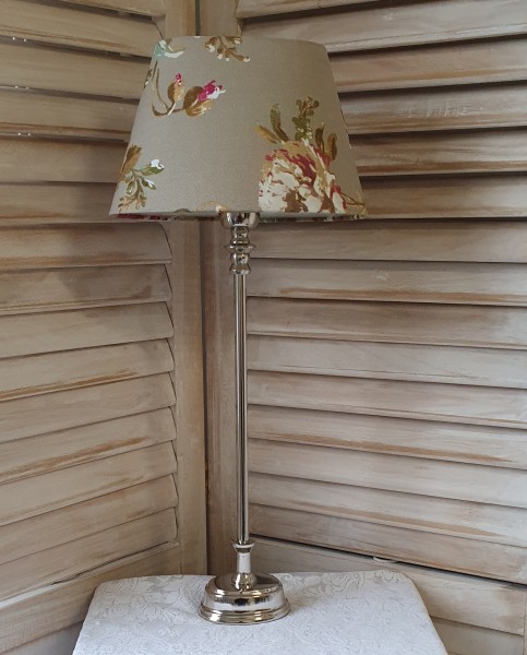 Tischlampe ANITA Designer Lampe E27 Metall Natur Blumen Floral Oval Nickel