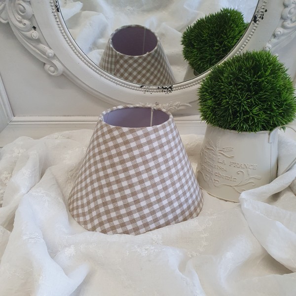 Lampenschirm KARO CREME E27 Vichy natur rund