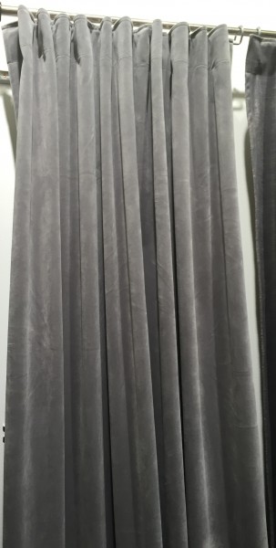 Vorhang GABRIELLA Samt Hell Grau 140x280 cm 2 Stück | Neu