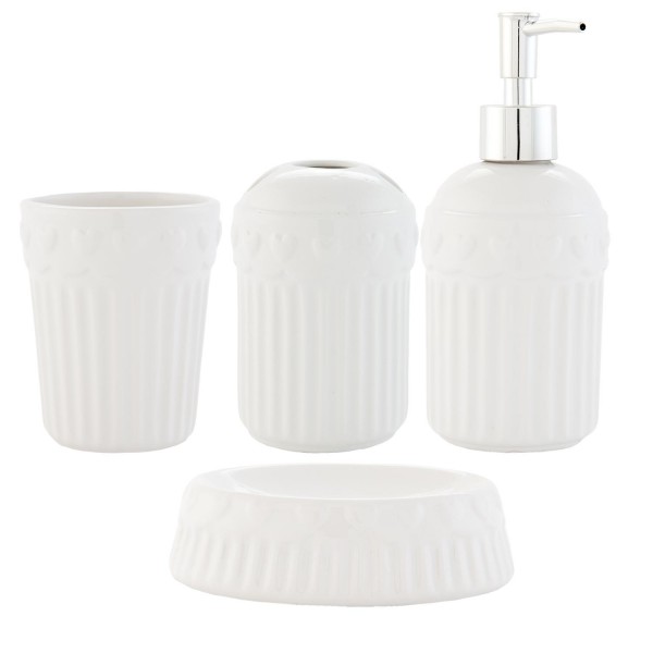 B Ware Bad Set VALENTIN 4-teilig Seifenspender Seifenschale Becher Zahnbürstenhalter