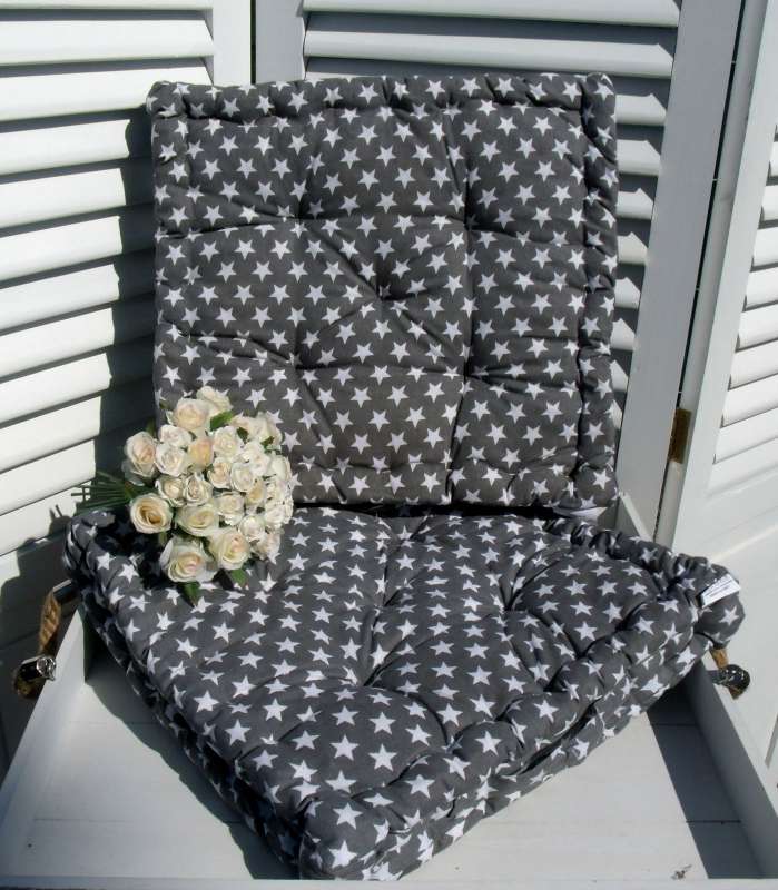 B Ware Matratzenkissen STARS GRAU 40x40 cm Sterne Baumwolle Polyester