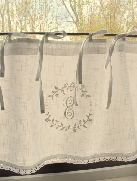 Scheibengardine CRYSTAL NY Offwhite 45x120 cm Chabby Vintage