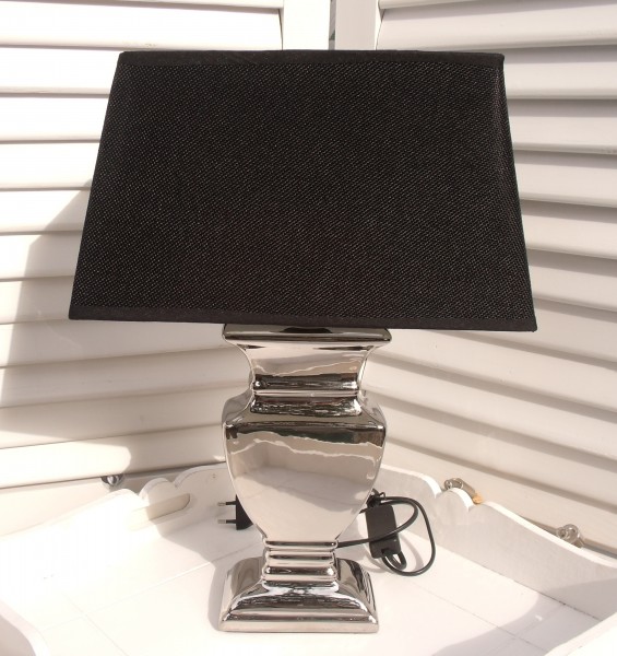 Tischleuchte Keramik SILVER BLACK Designer Lampe E27 Vasenform