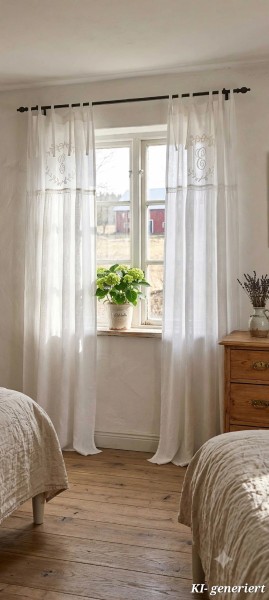 LillaBelle Vorhang CRYSTAL NY WEIß 70x250 cm Gardinen Schals 2 Stück Bandaufhängung Vorhangset Shab