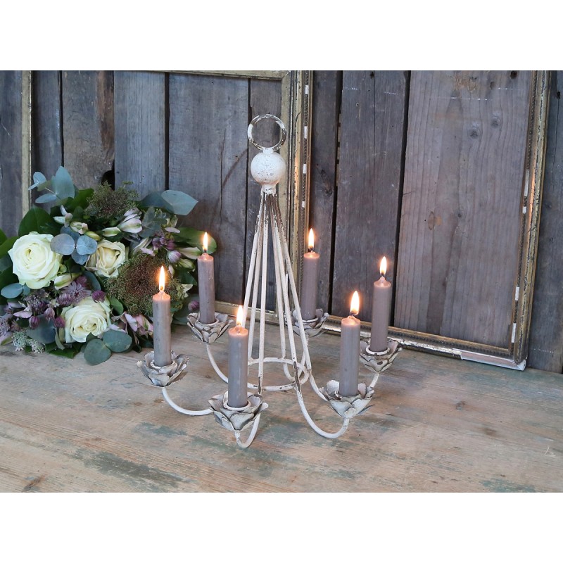 Lüster Kerzen Leuchter Halter Kronleuchter für 6 Kerzen | Kerzenständer &  Teelichthalter | Dekoration | Zauberhafter Landhausstil