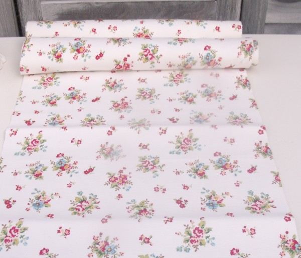 Tischläufer KITCHEN geblümt 35x120cm creme rosa bunt Landhaus Shabby