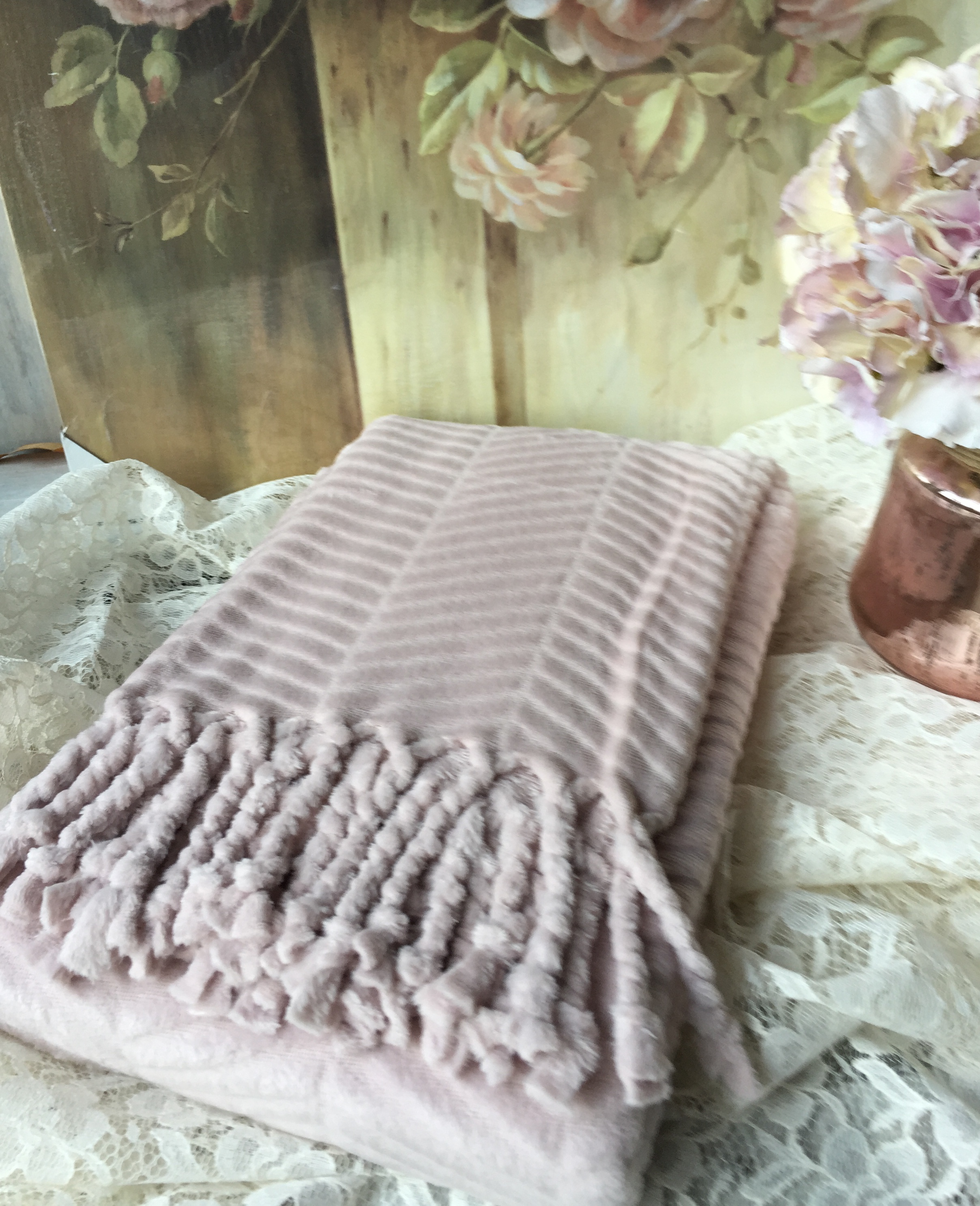 Wohn- cm Decken Kuscheldecken Kuscheldecke MAUVE & 120x150 | Fransen | Zauberhafter Sofadecke Landhausstil SONJA |