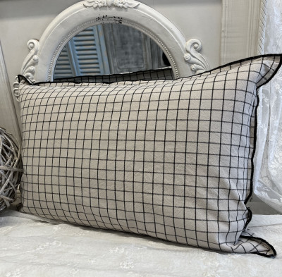 B-Ware Kissenbezug Hülle PAUL Sand Schwarz 40x60 cm Baumwolle Landhaus B-Ware Kissenbezug Hülle PAUL Sand Schwarz 40x60 cm Baumwolle Landhaus