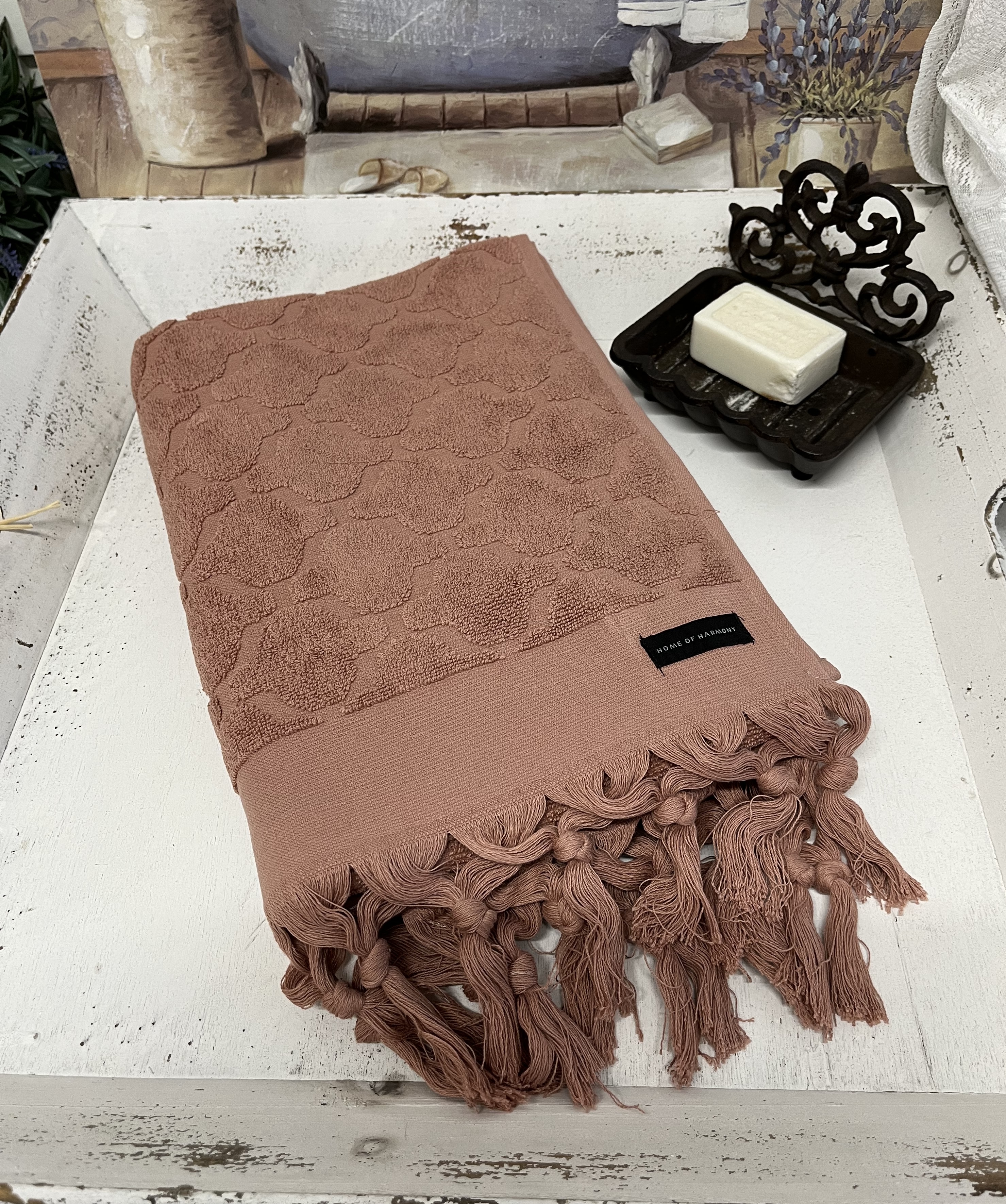 Bad Größen Handtücher | Handtuch Rosa | Dunkel - Handtuch DINA alle Fransen | 50x70 Landhausstil Frottee Zauberhafter cm